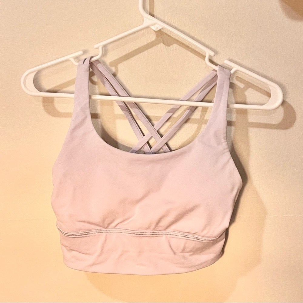 lululemon Energy Longline Bra Medium Support size 2, light purple-lilac